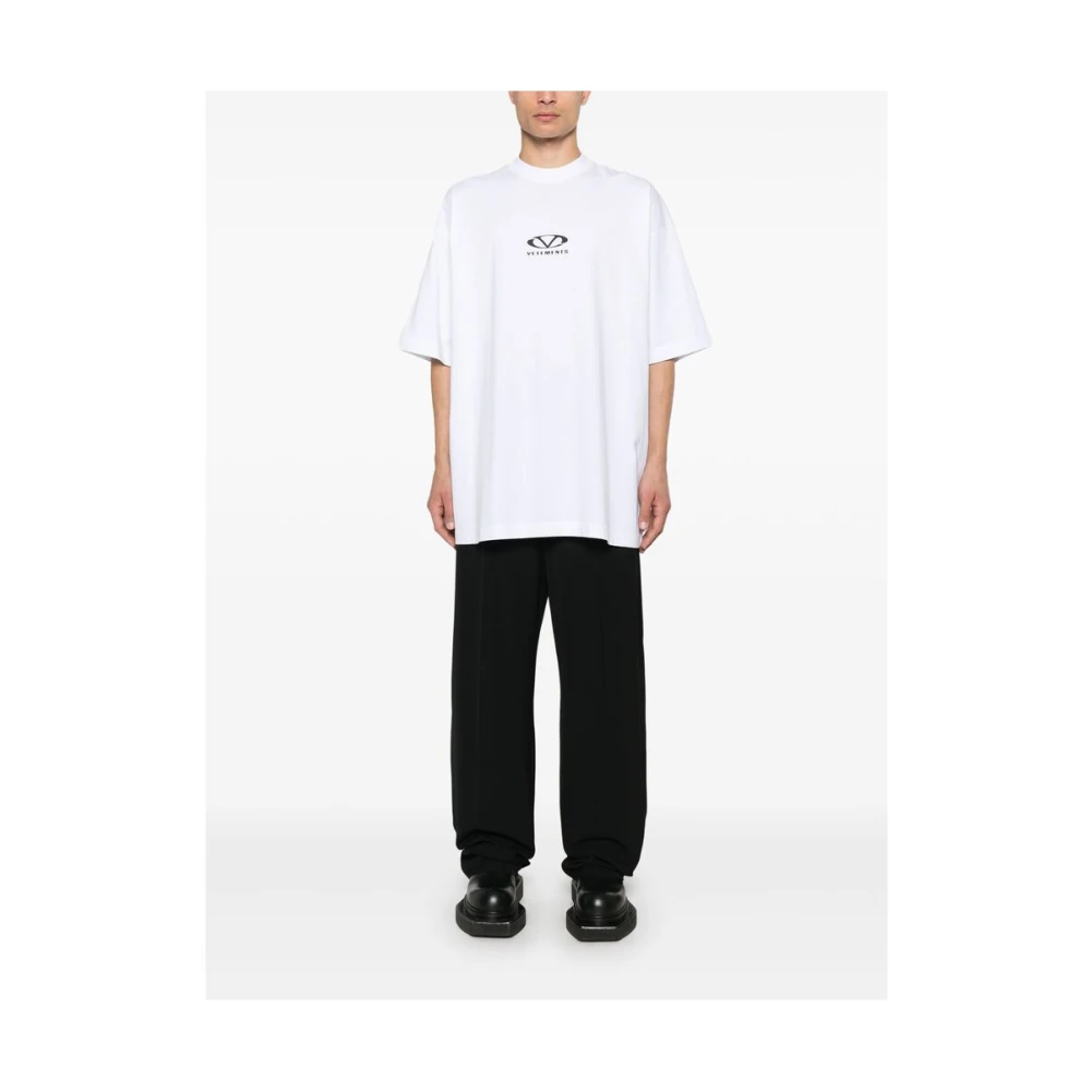 Vetements Wit Logo Print Crew Neck T-shirt White Heren
