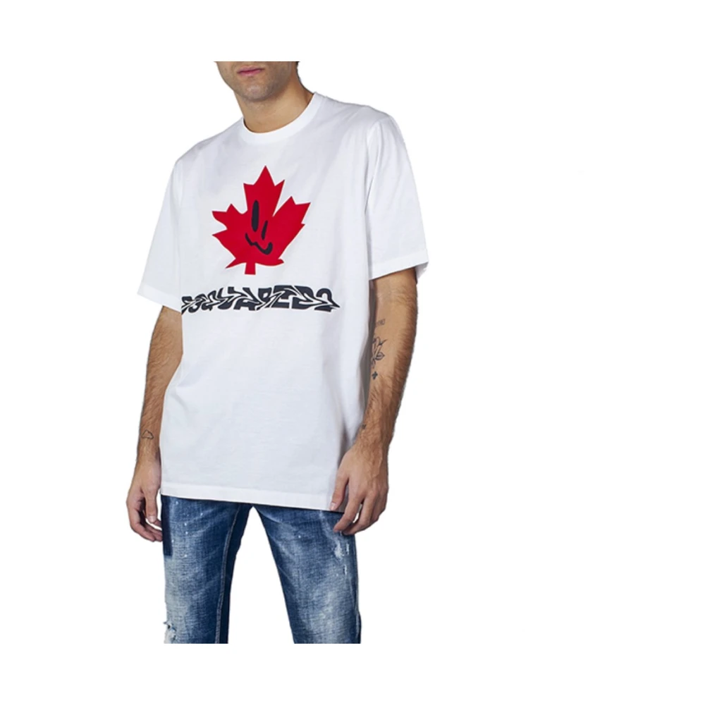 Dsquared2 Oversized Canada Flower T-shirt White Heren