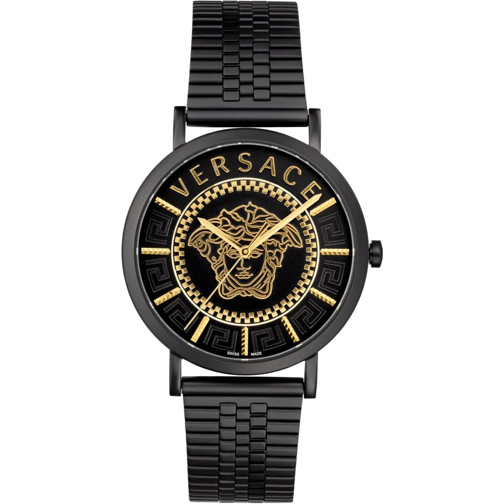 Versace Men's Black Watches, One Size, V-Essential Watch