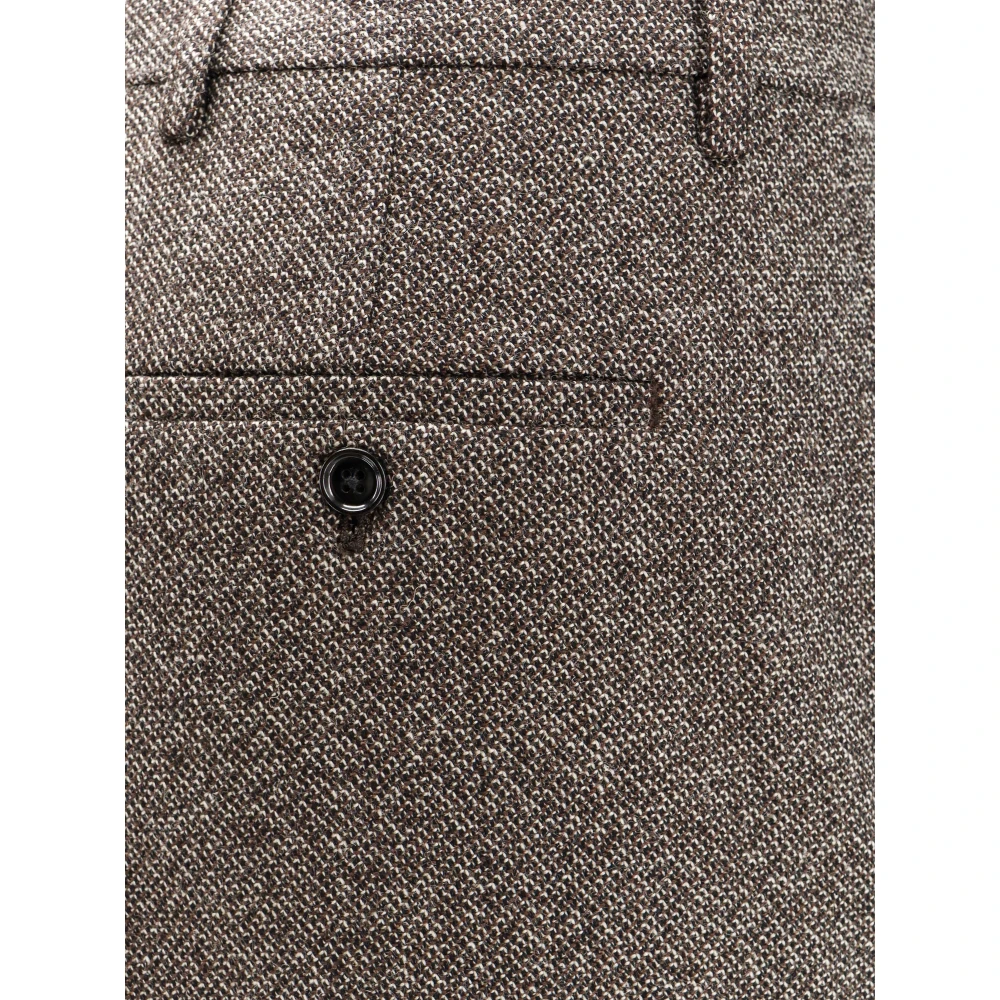 Ami Paris Wijde Pijp Wol Katoen Broek Brown Dames