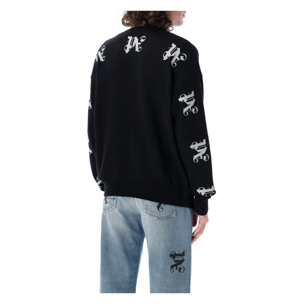 Palm Angels Monogram Gebreide Kleding Zwart Aw24 Stijlvol Gezellig Black Heren