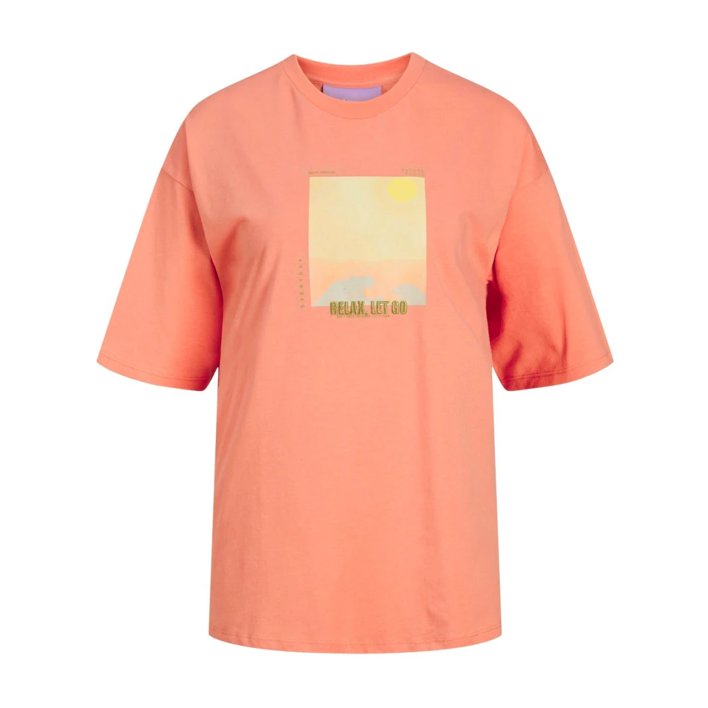 JJXX T-shirt JXPAIGE met printopdruk oranje