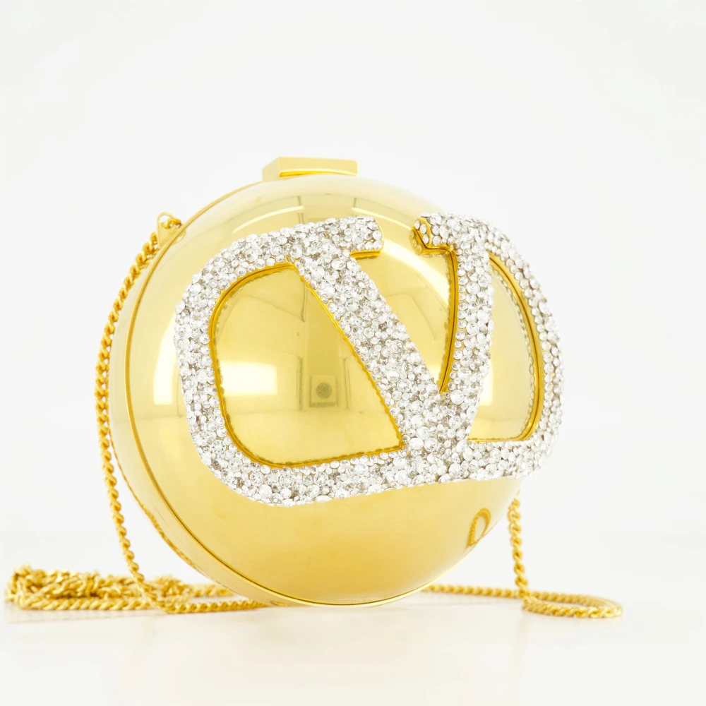 Valentino Garavani Gouden VLogo Kristal Clutch Lente-Zomer 2025 Yellow Dames