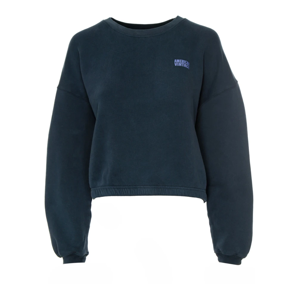 American vintage Zachte Cropped Sweatshirt met Ronde Hals Blue Dames