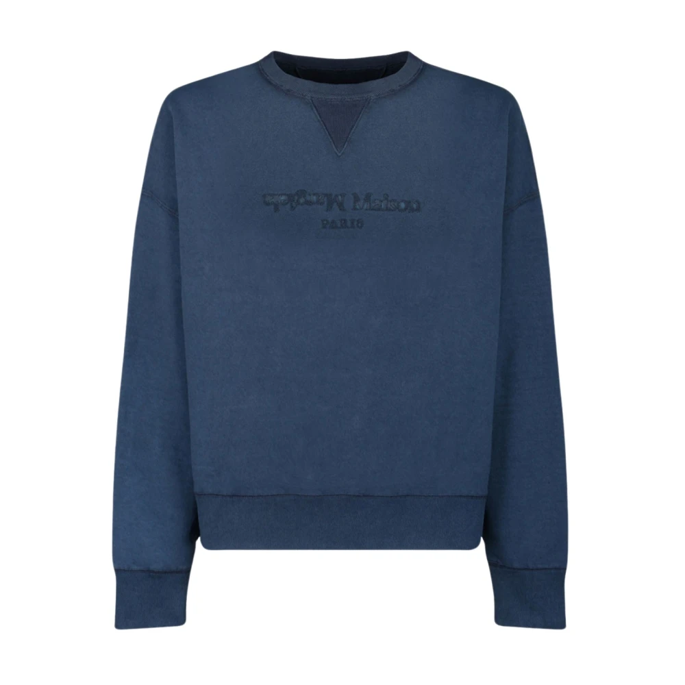 Maison Margiela Vintage Blue Reverse Logo Sweatshirt Blue Heren