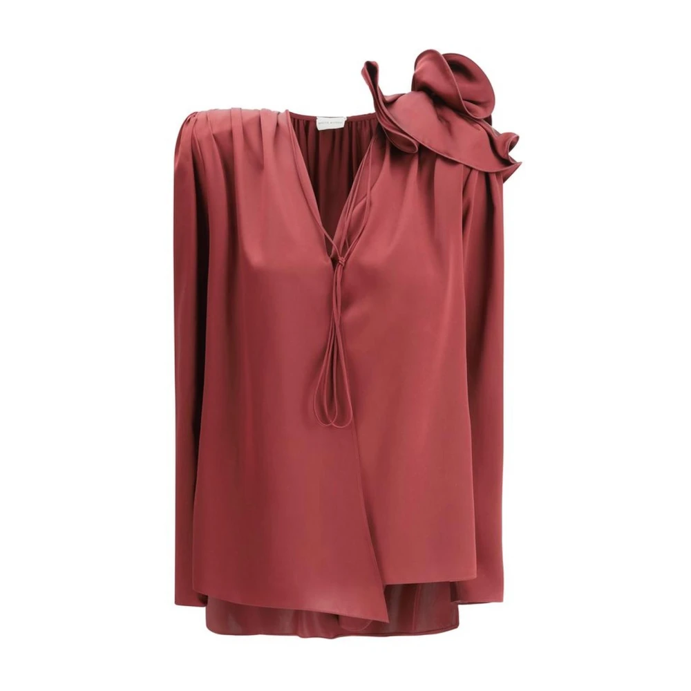 Magda Butrym Zijden blouse met rozen detail en diepe V-hals Red Dames