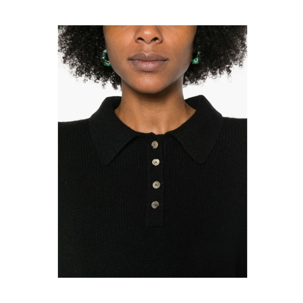 Khaite Zwarte Kasjmiermix Polotrui Black Dames