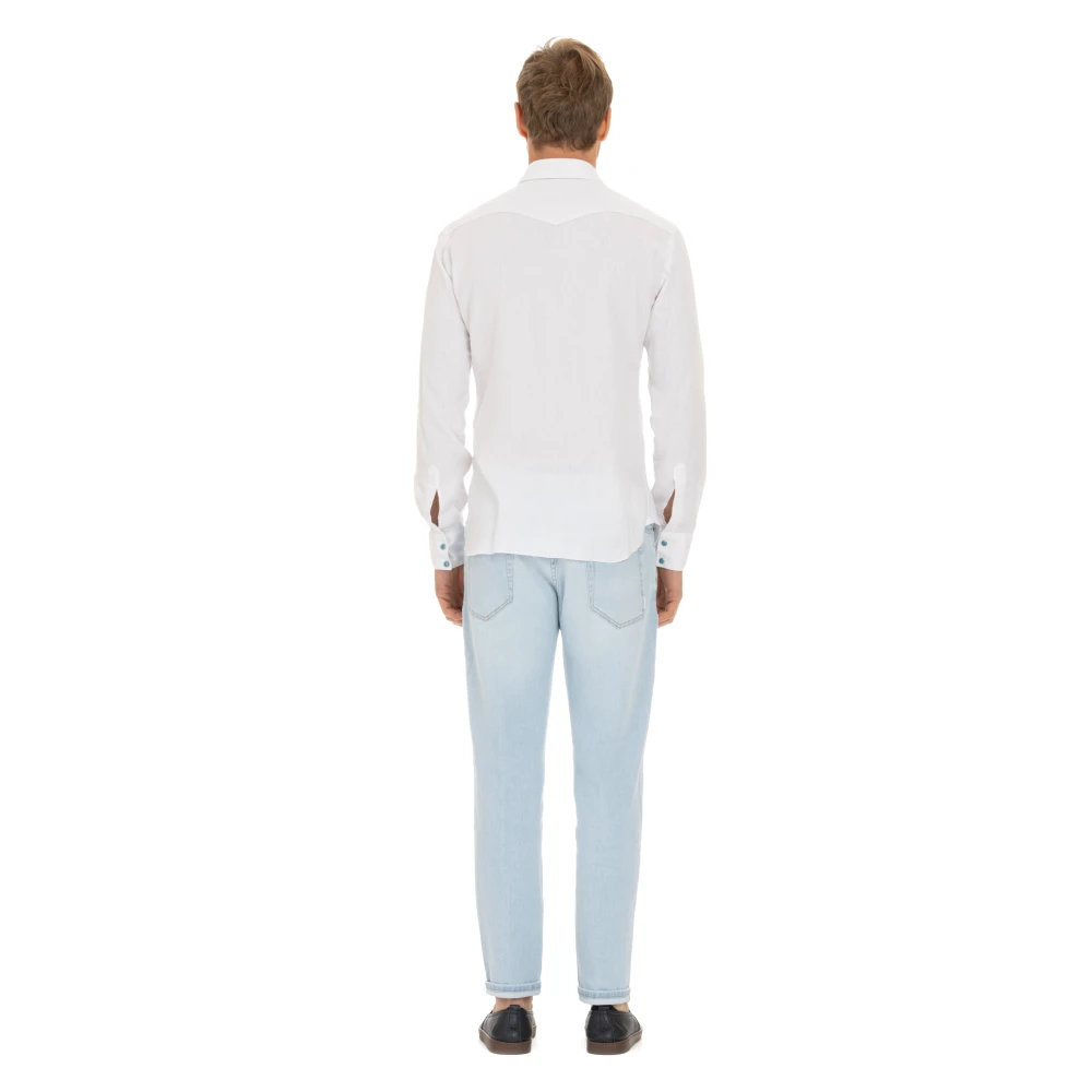 Barba Texaanse Stijl Wit Overhemd White Heren