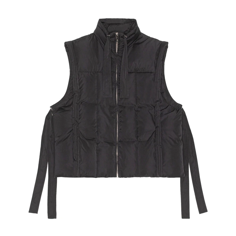 Ganni Gewatteerd Polyester Vest Black Dames