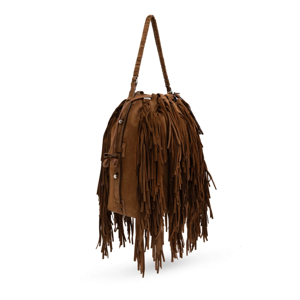 Casadei Suède emmer tas met franjes Brown Dames