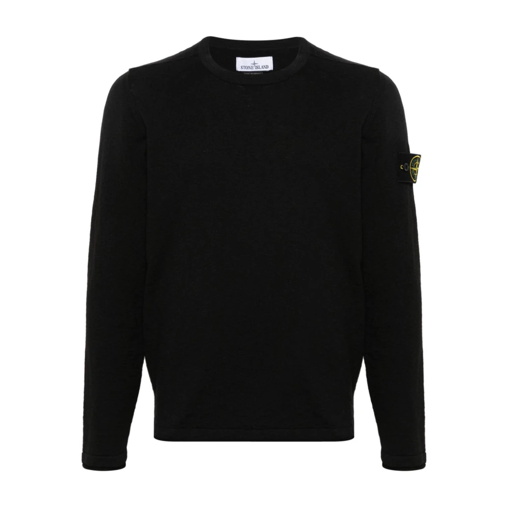 Stone Island Men's Black Round-Neck Knitwear, M, Sweatshirt Stylish Comfortable Design