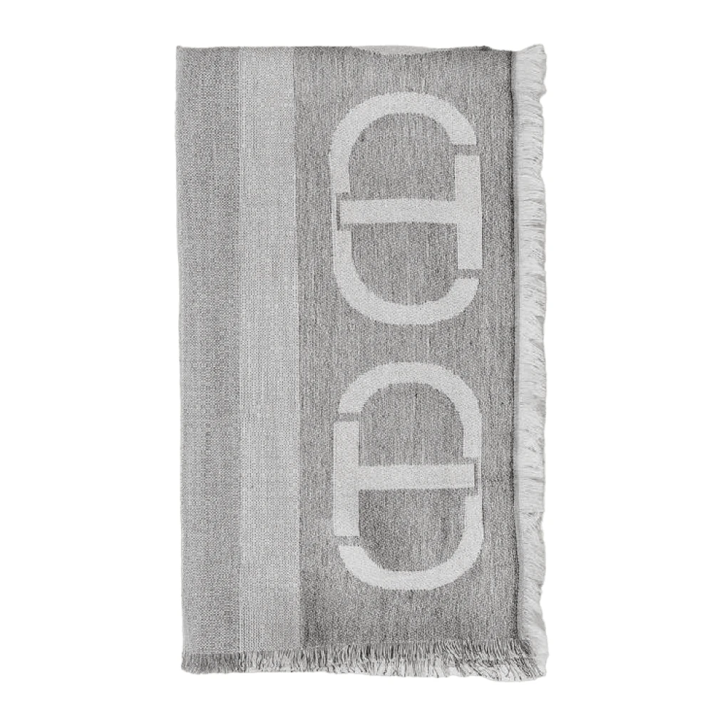 Twinset Gestreepte Melange Grijze Sjaal Gray Dames