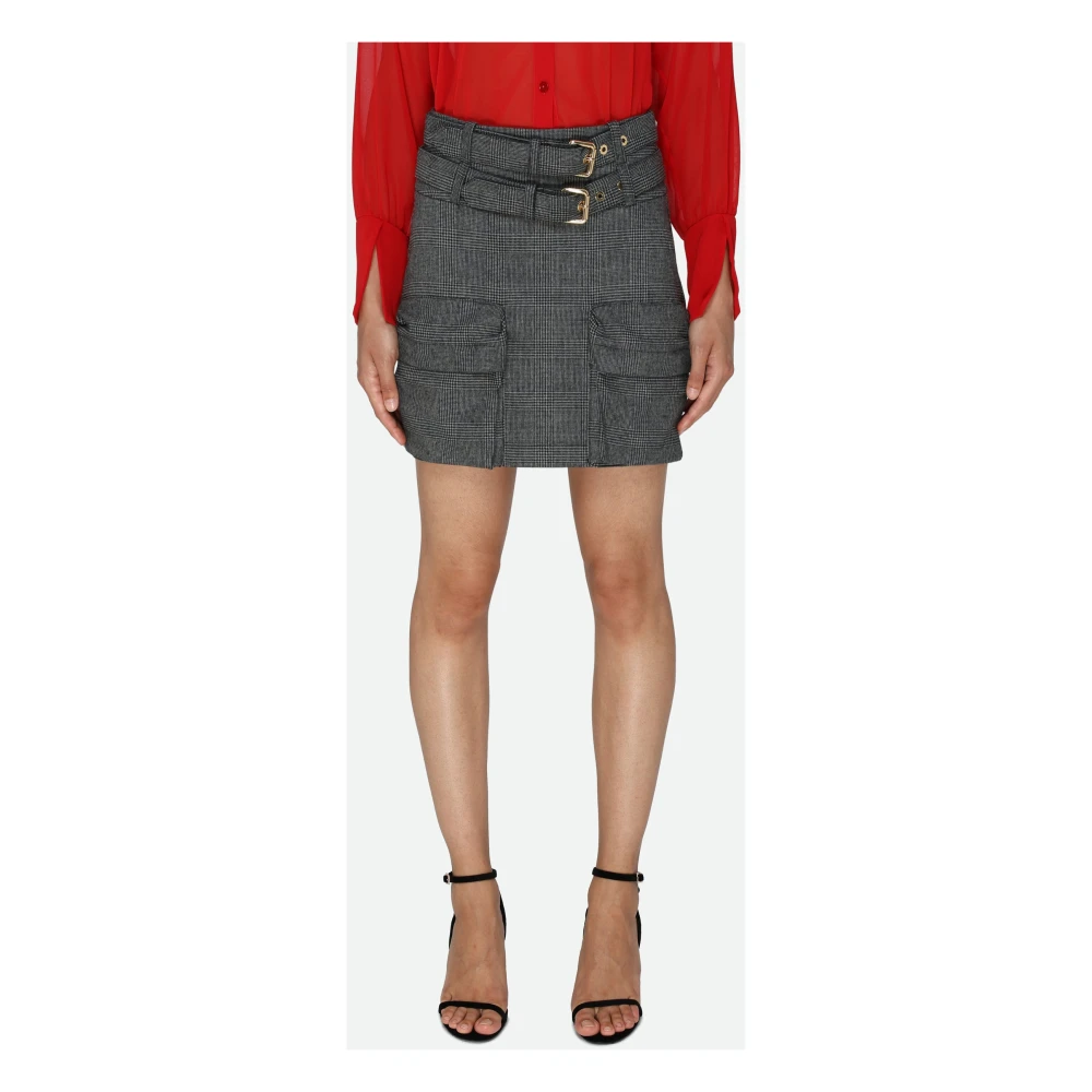pinko Grijze Geruite Rok met Zakken Gray Dames