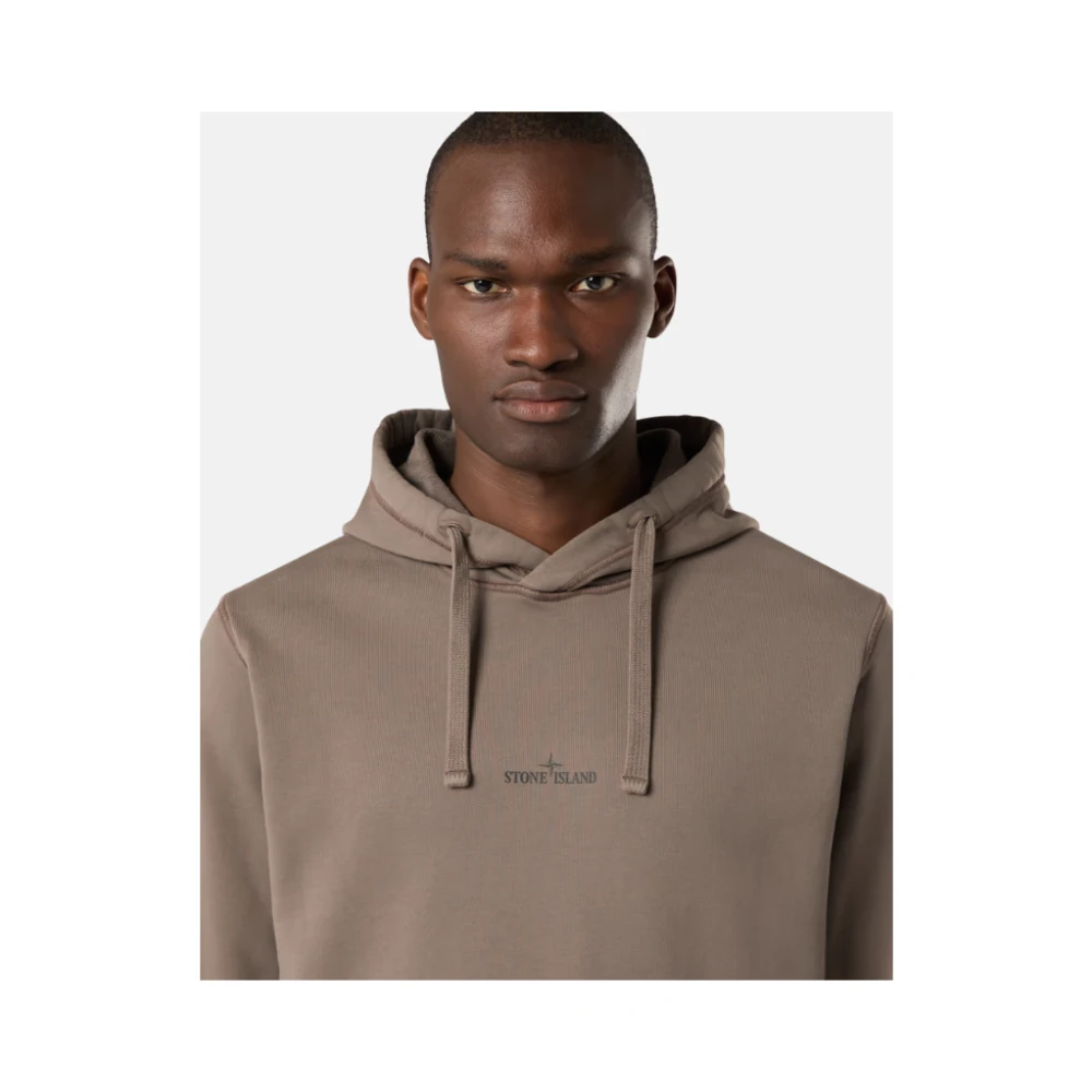 Stone Island Bruine hoodie met logoprint Brown Heren