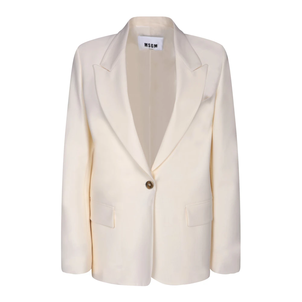 Msgm Women's White Wool Blend Elegant Jacket