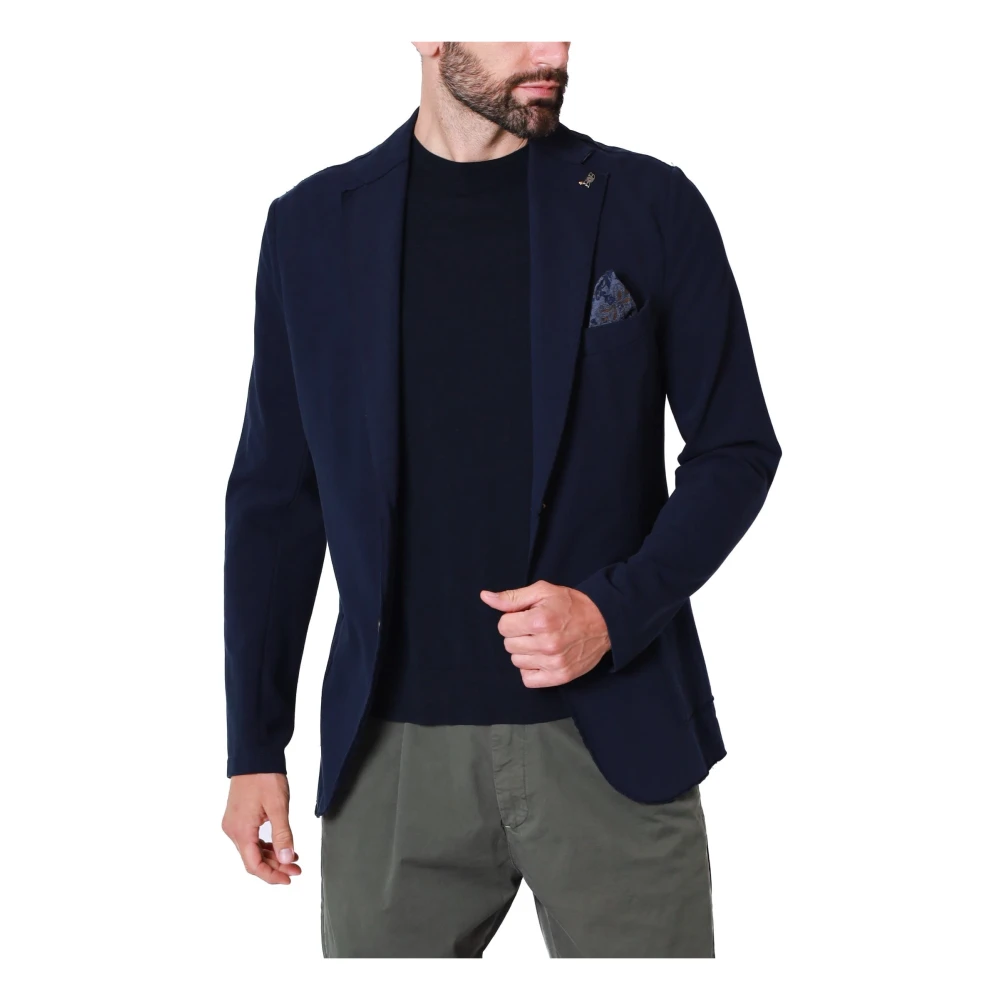 BOB Blauwe Jersey Stretch Blazer Jas Blue Heren