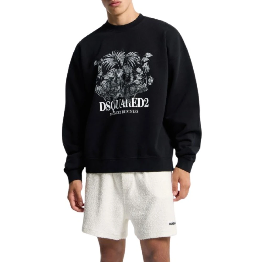 Dsquared2 Men's Black Felpa - Sweatshirts - L - Sweatshirts & Hoodies