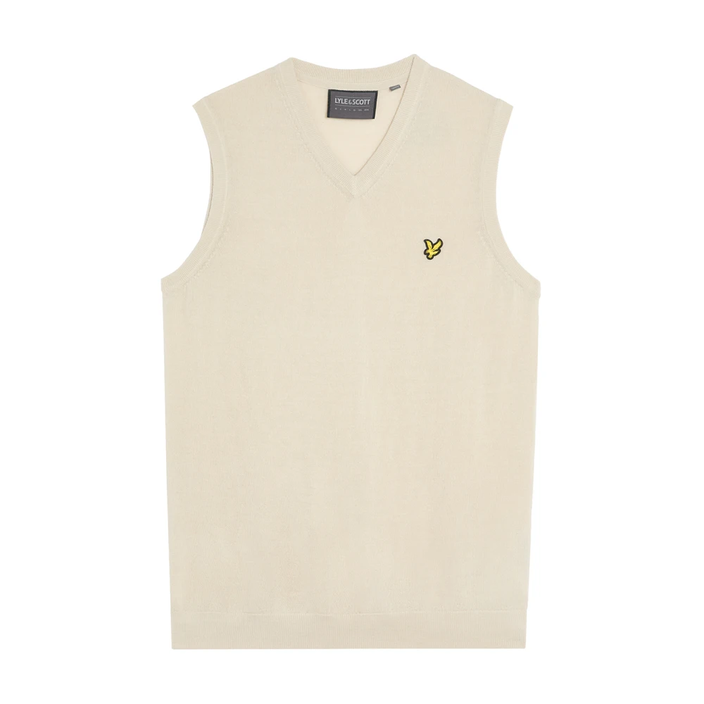 Lyle & Scott Mid Knits Merino Blend Gebreide V-halsvest Beige Heren