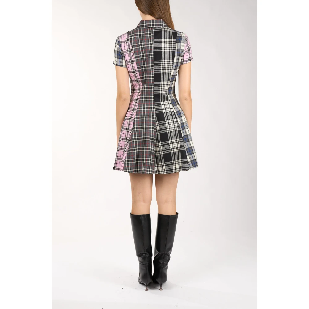 Msgm Tartan Wol Mini Jurk Multicolor Dames