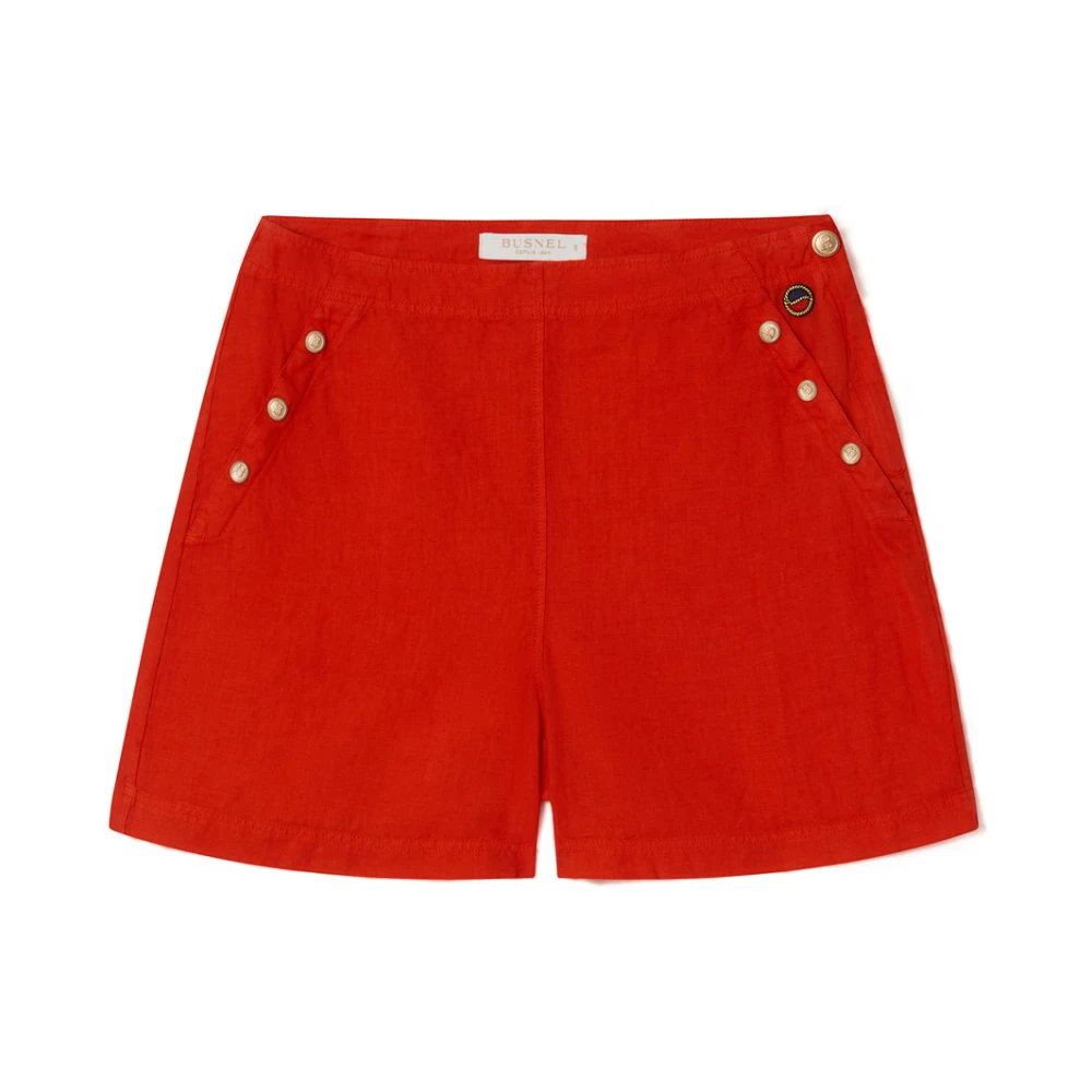 Busnel Linnen shorts met gouden details Red Dames