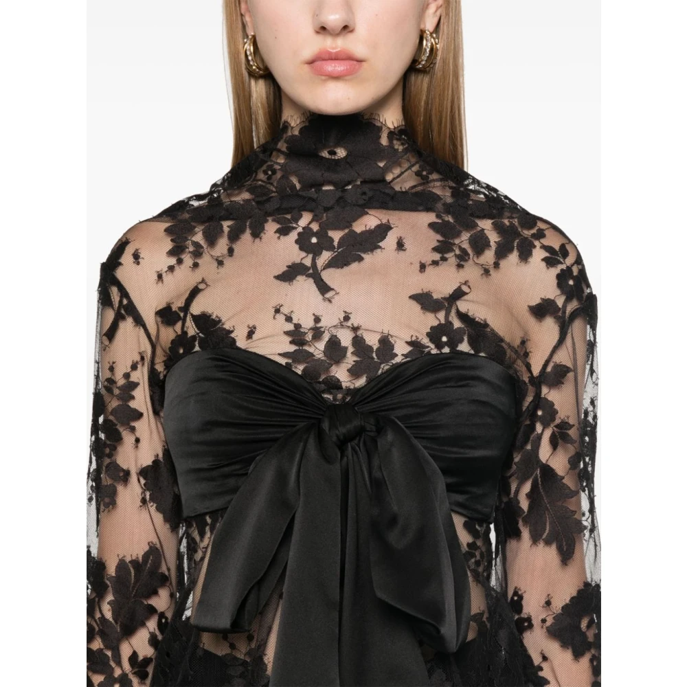 Zimmermann Bloemenkant trui met strikdetail Black Dames