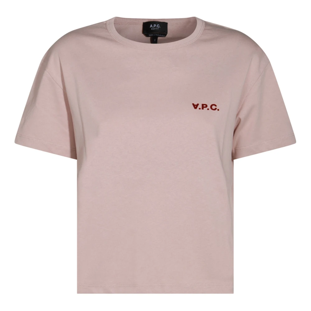 A.p.c. Contrasterend Logo Roze T-shirt Ronde Hals Pink Dames