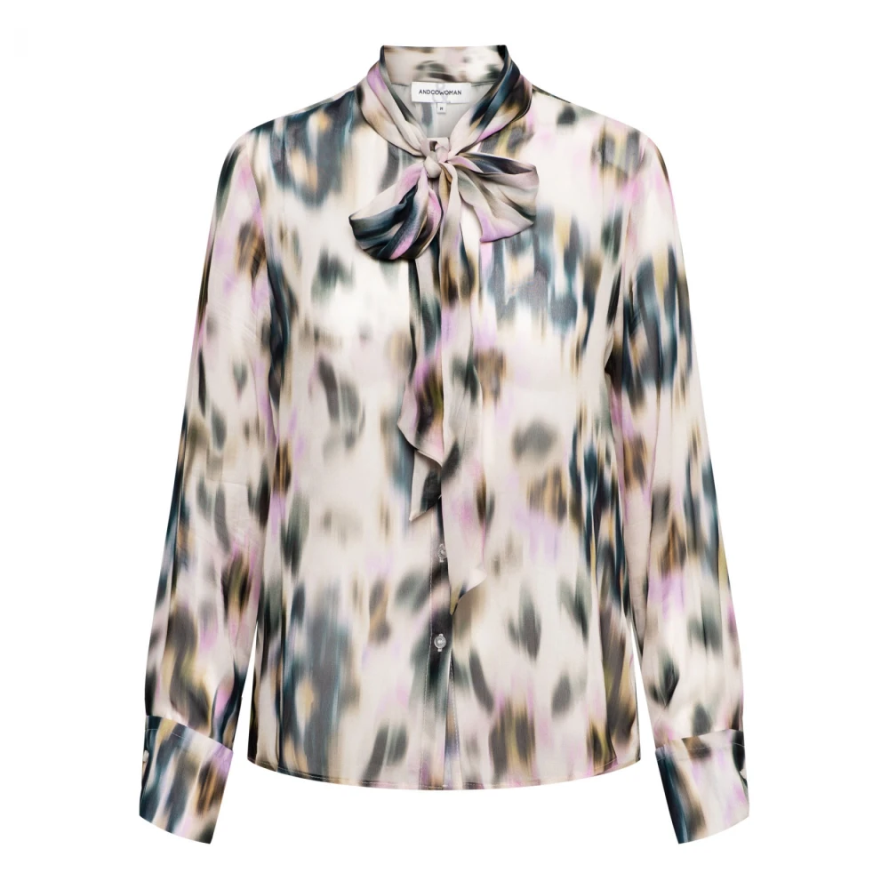 &Co Woman Oversized Hemd mit V-Ausschnitt Multicolor Dames
