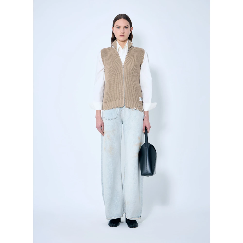 MM6 Maison Margiela Gestoorde Katoenen Brei-vest Beige Dames