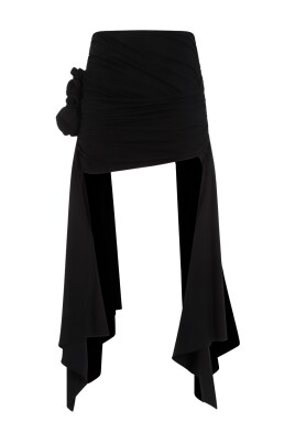 black-floral-crimped-mini-skirt