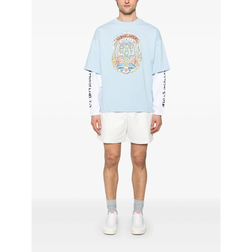 Casablanca Heldere Blauwe Skate Print T-shirt Blue Heren