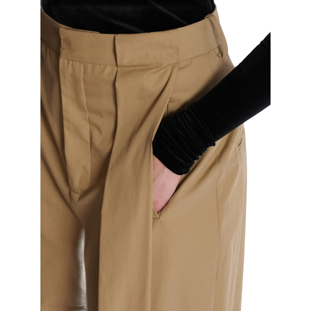 Balmain Geplooide katoenen broek Beige Dames