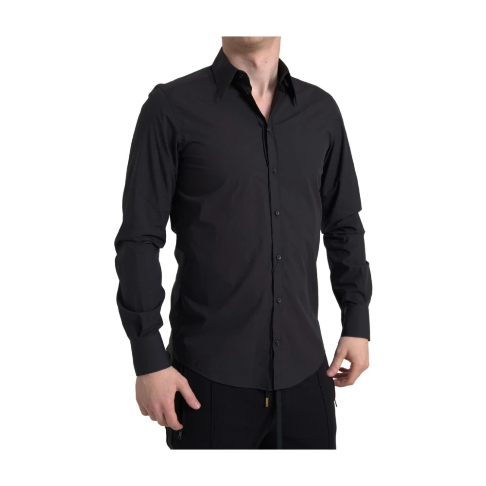 Dolce & Gabbana Men's Black Casual Shirts,, Slim Fit Dress Shirt Large