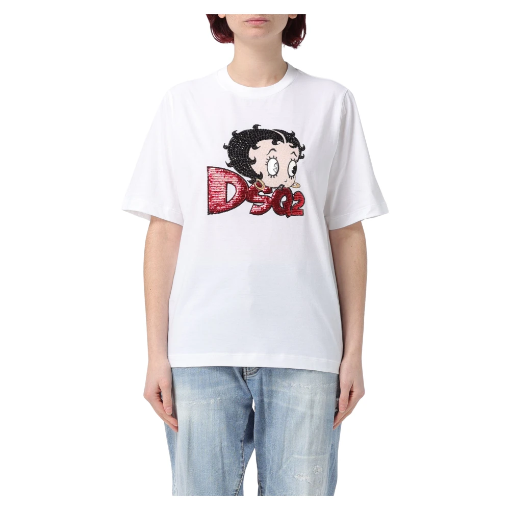 Dsquared2 Stijlvolle Easy Fit Tee T-Shirt White Dames