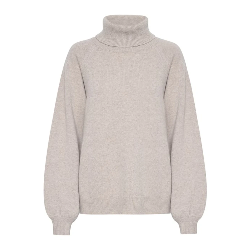Gestuz Beige Rollneck Wool Jumper Manzigz - Female - Turtlenecks - S - Knitwear