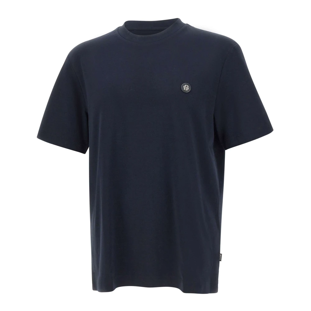 Hugo Men's Blue T-Shirts, 2XL, Mercerized-Cotton T-Shirt With Double B Monogram