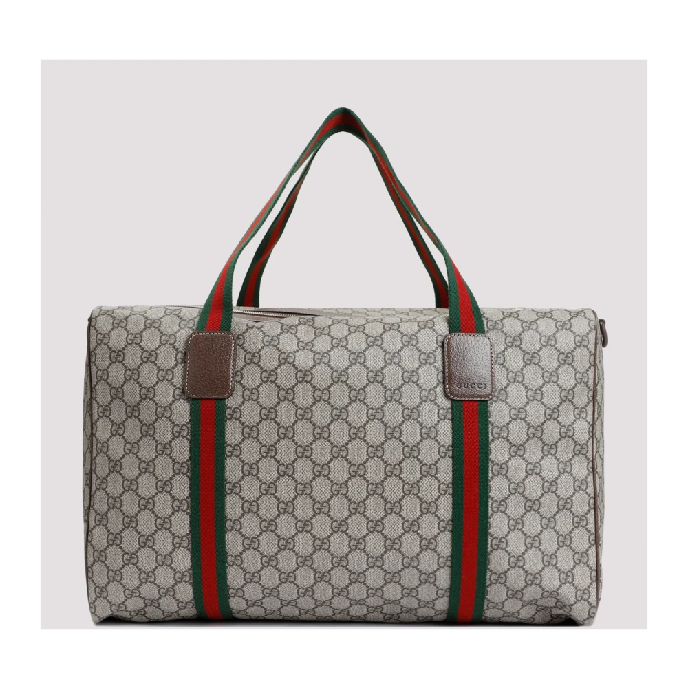 Gucci Katoenen Duffel Tas Beige Heren