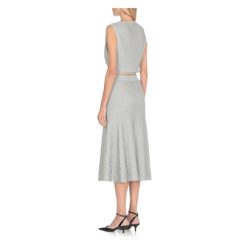 Elisabetta Franchi Grijze Lurex Flared Rok voor Vrouw Gray Dames