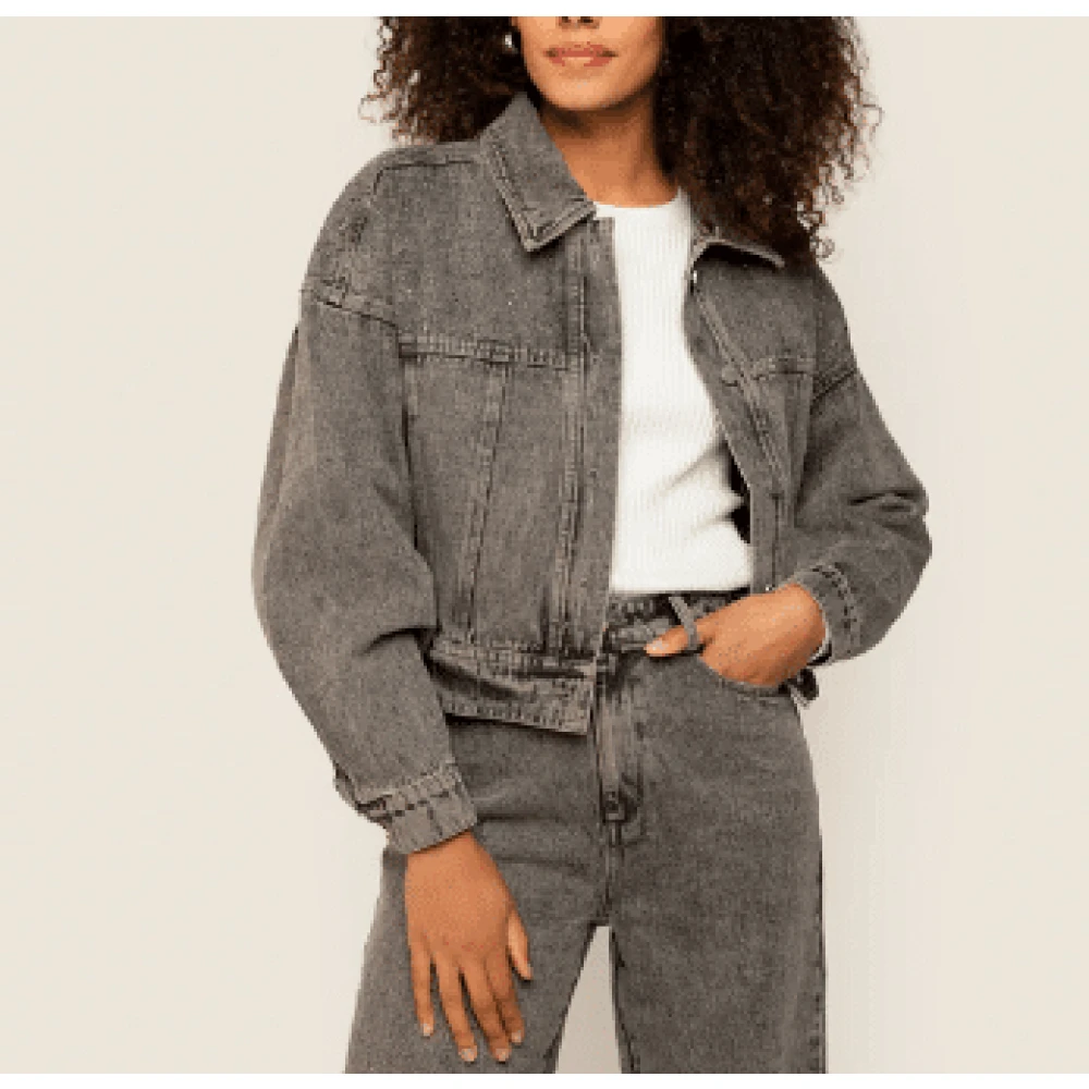 Freebird Grijze Denimjack met Strass-steentjes Gray Dames