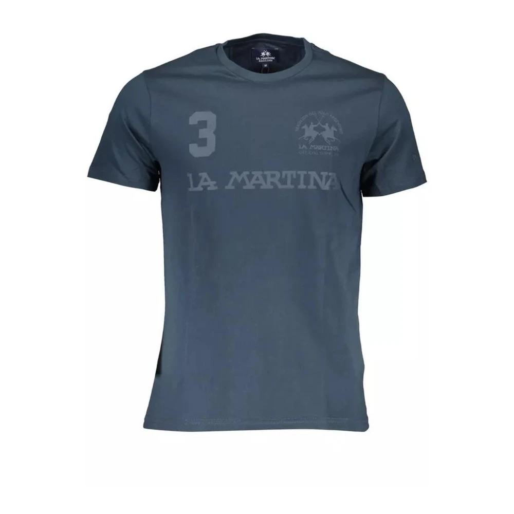 LA MARTINA Stijlvol Logo Print Katoenen T-shirt Blue Heren