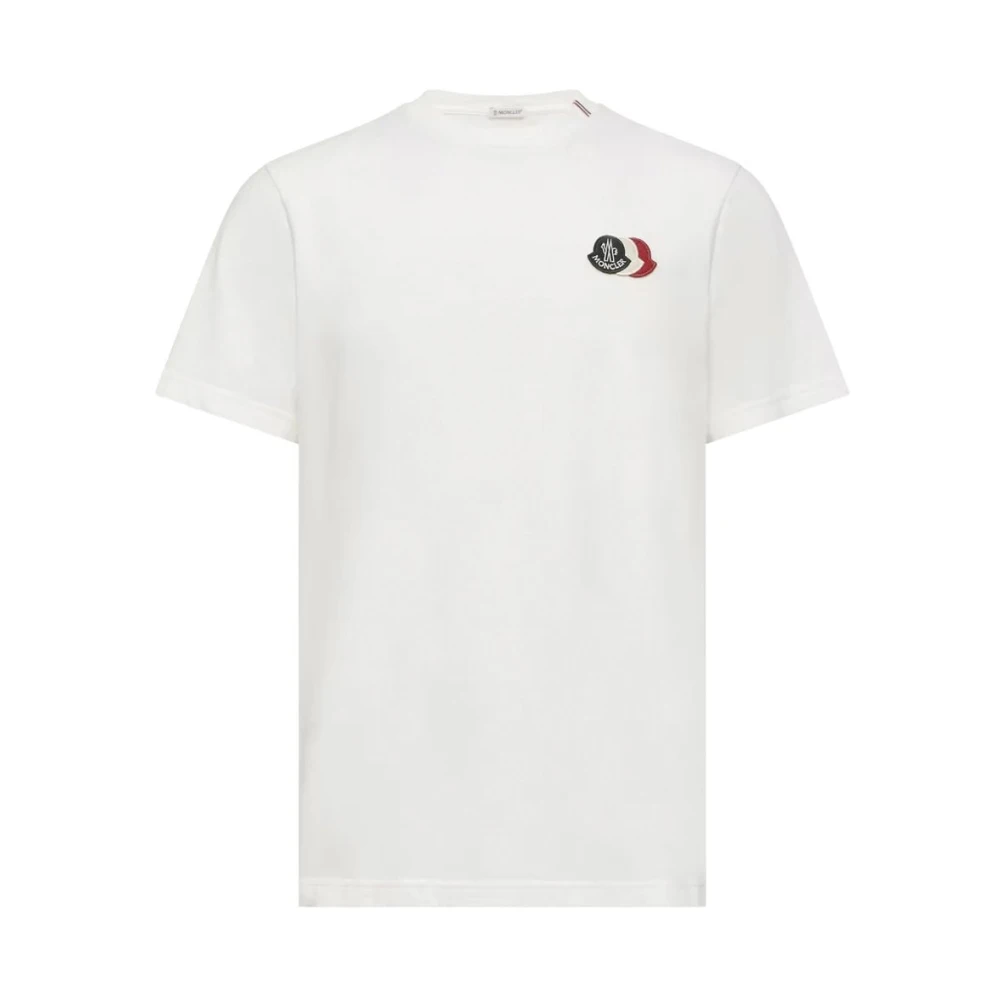 Moncler White T-Shirts, Male, L, Triple Logo Cotton T Shirt