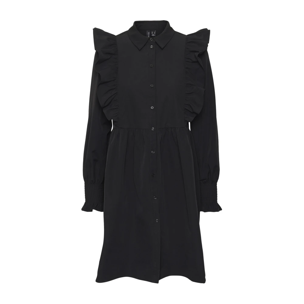 Exp kjoler Moda VERO MODA L/S | Korte Dresses Dress Vmmella Ruffle Short Black Vero |