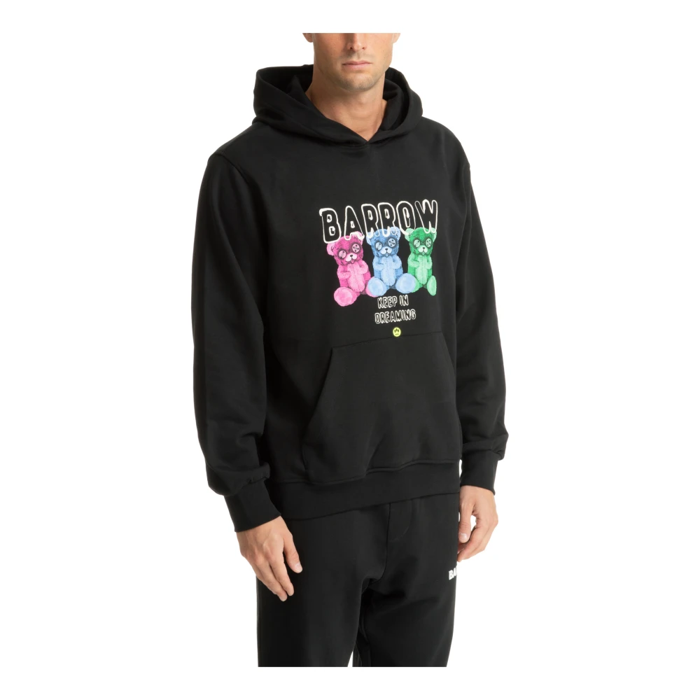 Barrow Sweatshirt met teddy-patroon en logozak Black Heren
