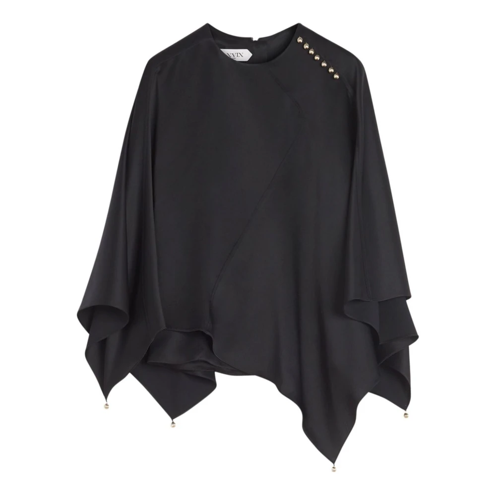 Lanvin Svart Asymmetrisk Stud Topp Black, Dam