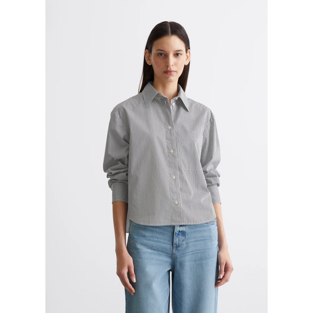 Marc O'Polo Geknipte gestreepte blouse Black Dames