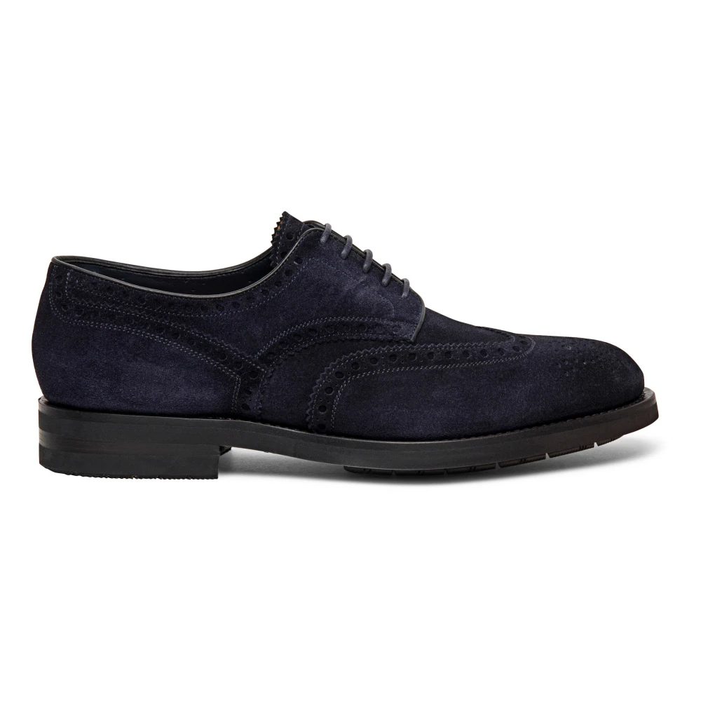 Santoni Emil Almond Toe Brogues Blue, Herr