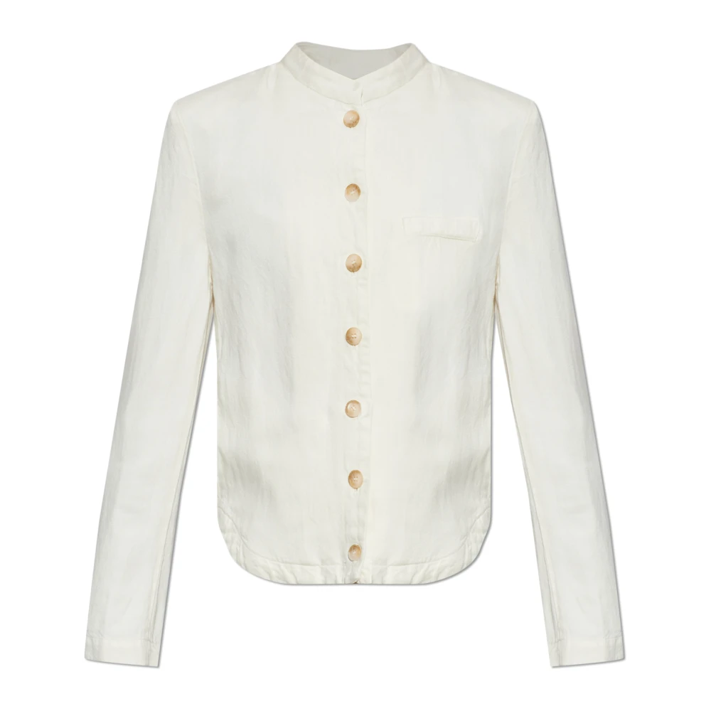 Emporio Armani Vrouw Beige Jassen Dames, 2XS, Linnen, Pocket Jacket