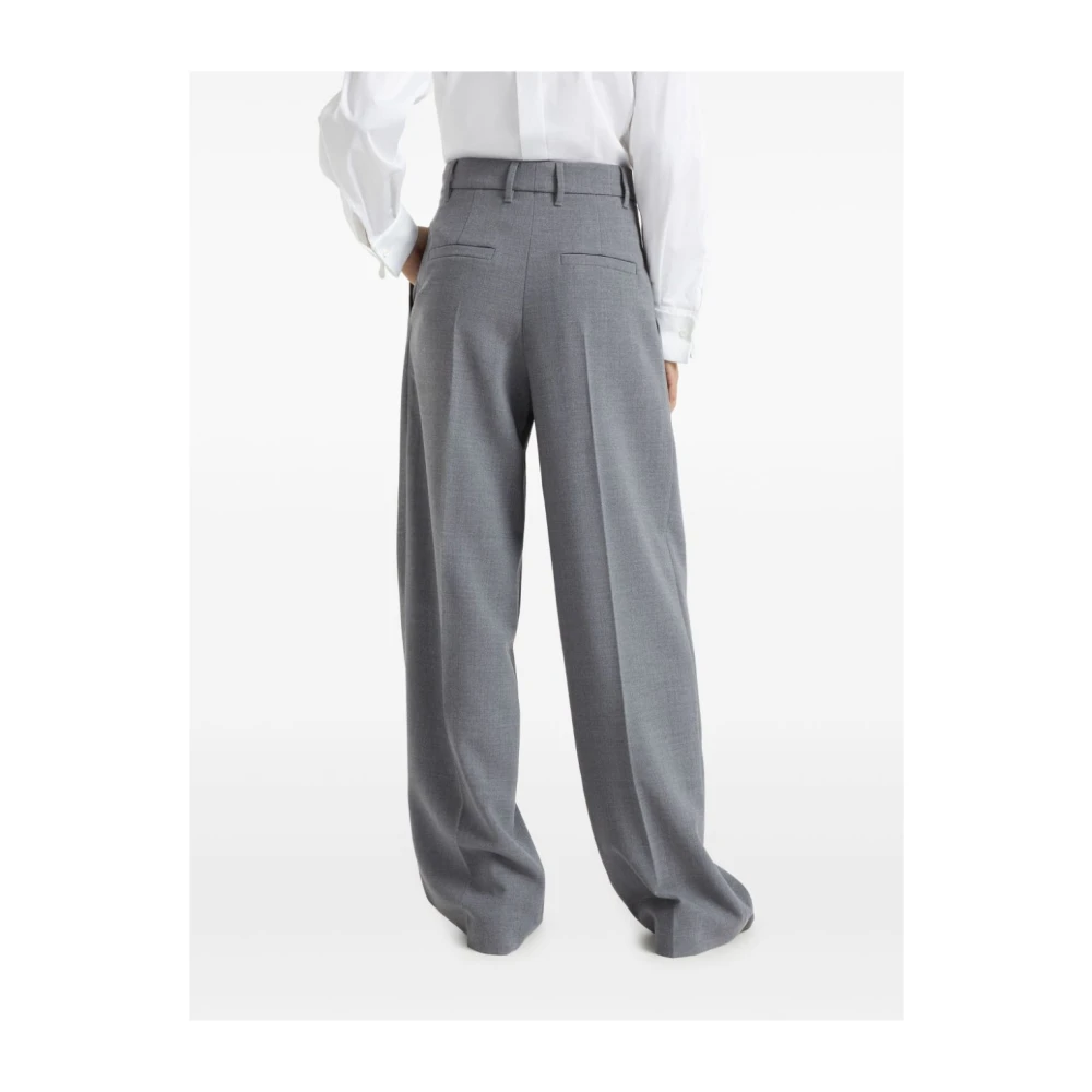 BRUNELLO CUCINELLI Grijze Wijde Pijp Broek van Wol Gray Dames