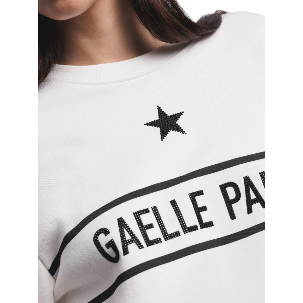 Gaëlle Paris Beige Sweatshirt met Strass Logo Beige Dames