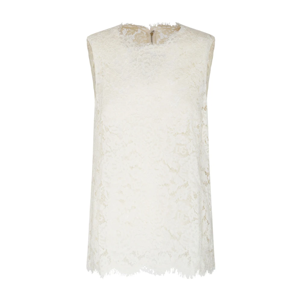 Dolce & Gabbana Women's White Floral Lace Sleeveless Top