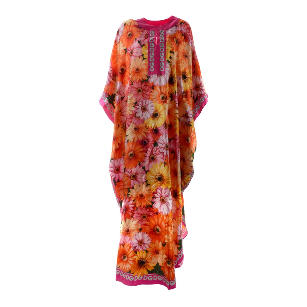 Dolce & Gabbana Bloemen Abaya Jurk Elegant en Verfijnd Orange Dames